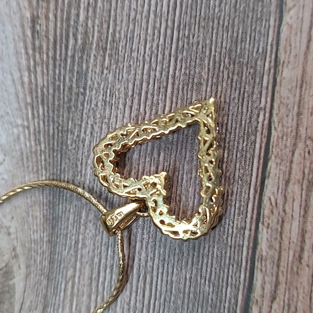 ♡VALENTINES DAY SPECIAL♡ 1CT TDW 18KT YELLOW GOLD HEART PENDANT - Picture 10 of 12